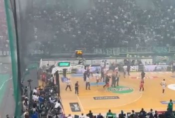 Bucks Giannis Antetokounmpo forced to evacuate arena in Greece after fans threw smoke bombs, flares