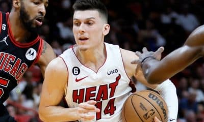 Heat guard Tyler Herro (right hand) could return for Game 2 vs. Nuggets