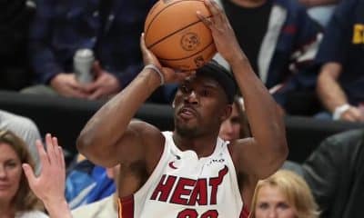 Miami’s Jimmy Butler is the 3rd Heat player with 500 points, 100 rebounds, and 100 assists in a single postseason