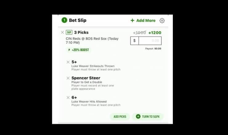 Profit boost single game parlay