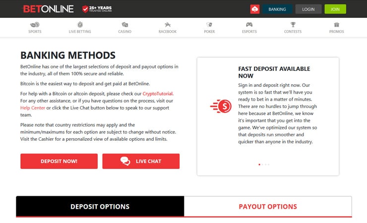 Step 3: BetOnline Deposit