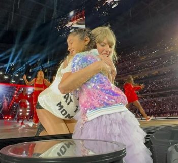 Taylor Swift Hugs Kobe Bryants Daughter, Bianka, Gifts 22 Hat at Eras Tour Concert in Los Angeles