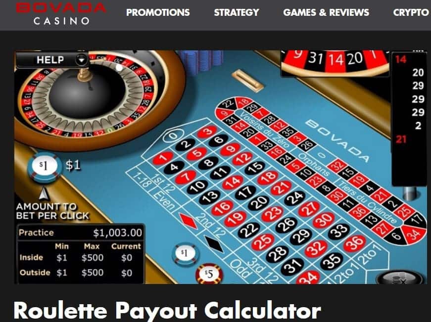 bovada casino roulette payout calculator