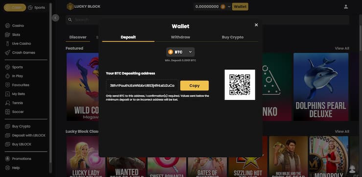 make a deposit - lucky block
