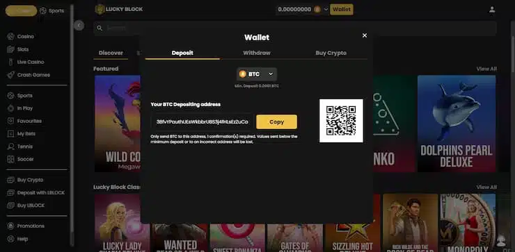 make a deposit - lucky block