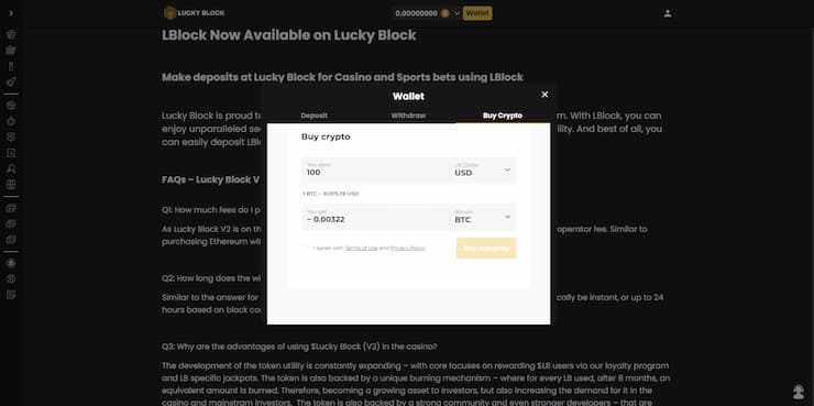 lucky block deposit