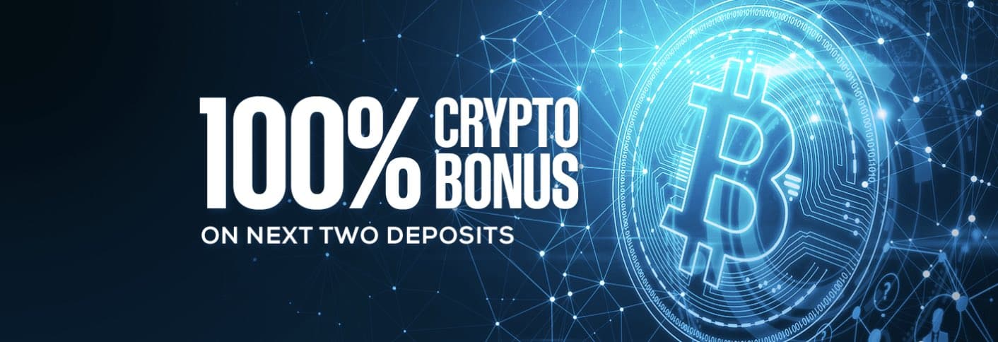 A screenshot of the Crypto Re-up bonus banner ad at BetUS