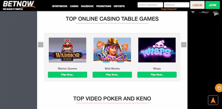 BetNow Keno and Video Poker
