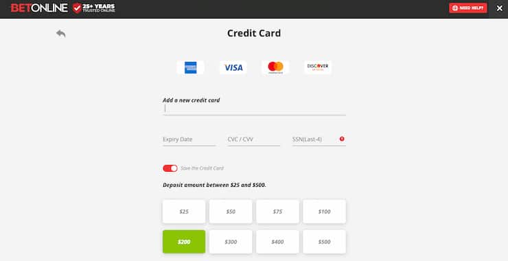 BetOnline Deposit Page