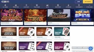 A screenshot of the BetUS casino homepage
