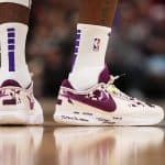 Sneakers worn by LeBron James, Los Angeles Lakers.