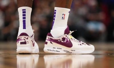 Sneakers worn by LeBron James, Los Angeles Lakers.