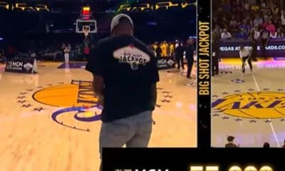 WATCH Los Angeles Lakers Fan Injures Himself On Half-Court Shot For $55,000 Prize