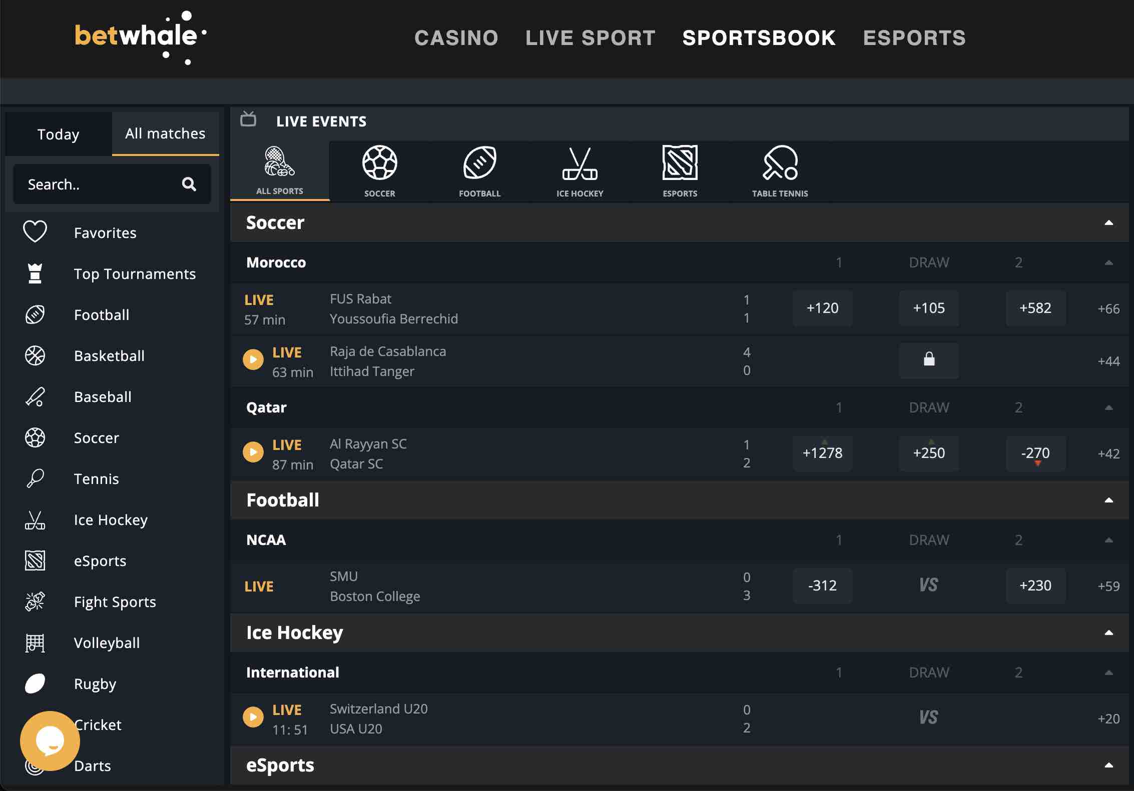 best WI online sports betting sites - a screenshot of the BetWhale sportsbook homepage