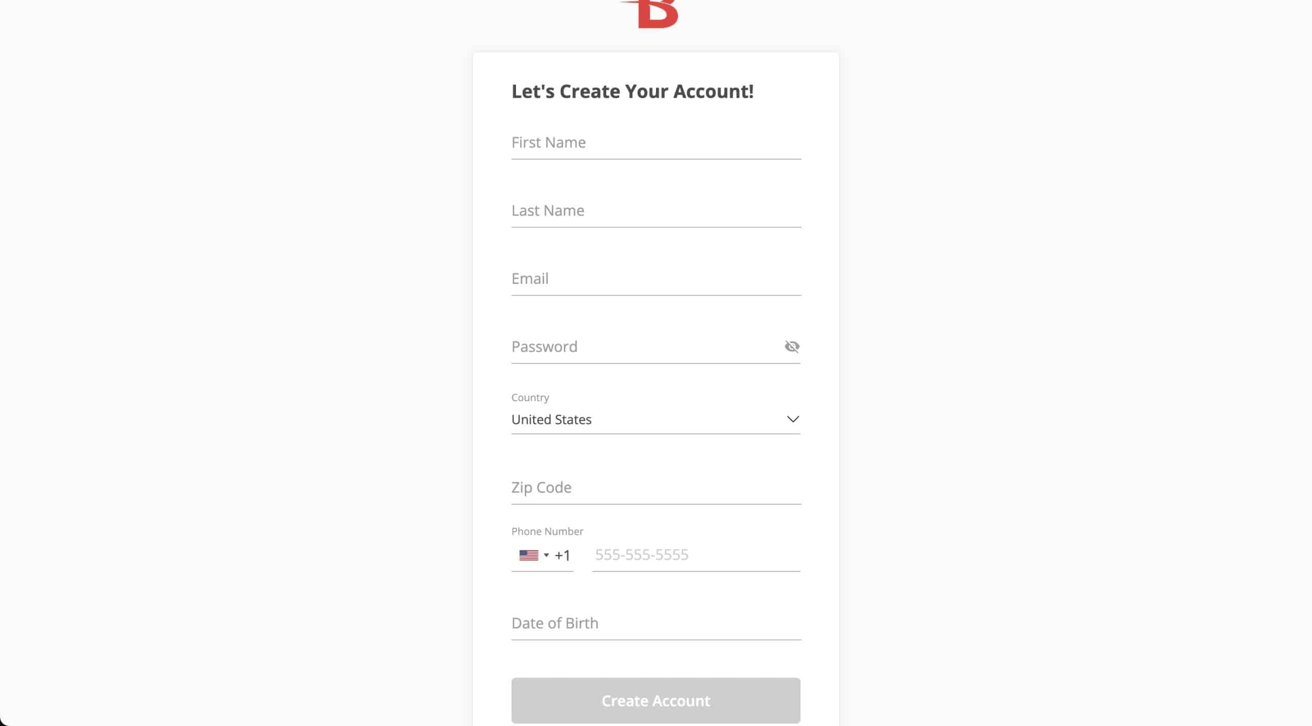 A screenshot of the BetOnline registration page