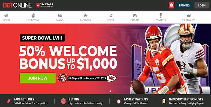 best superbowl betting sites - BetOnline Super Bowl LVIII bonus offer