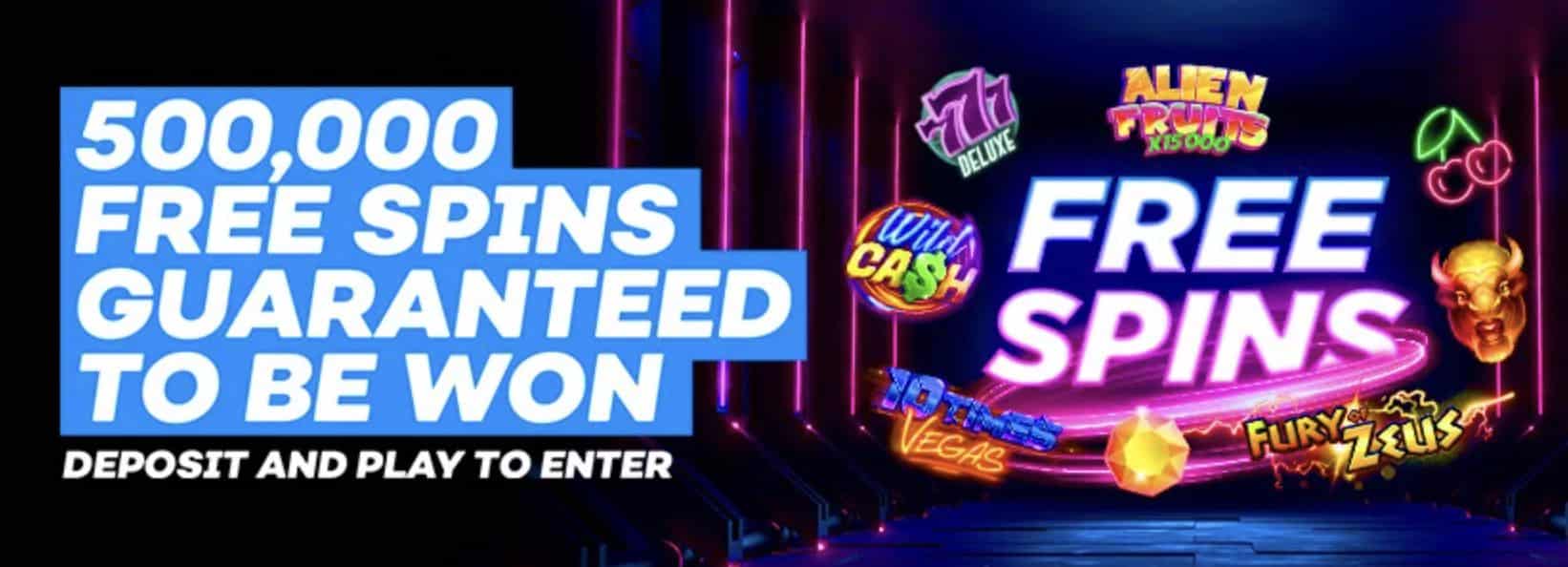 A screenshot of the free spins banner ad at the Bovada betting site