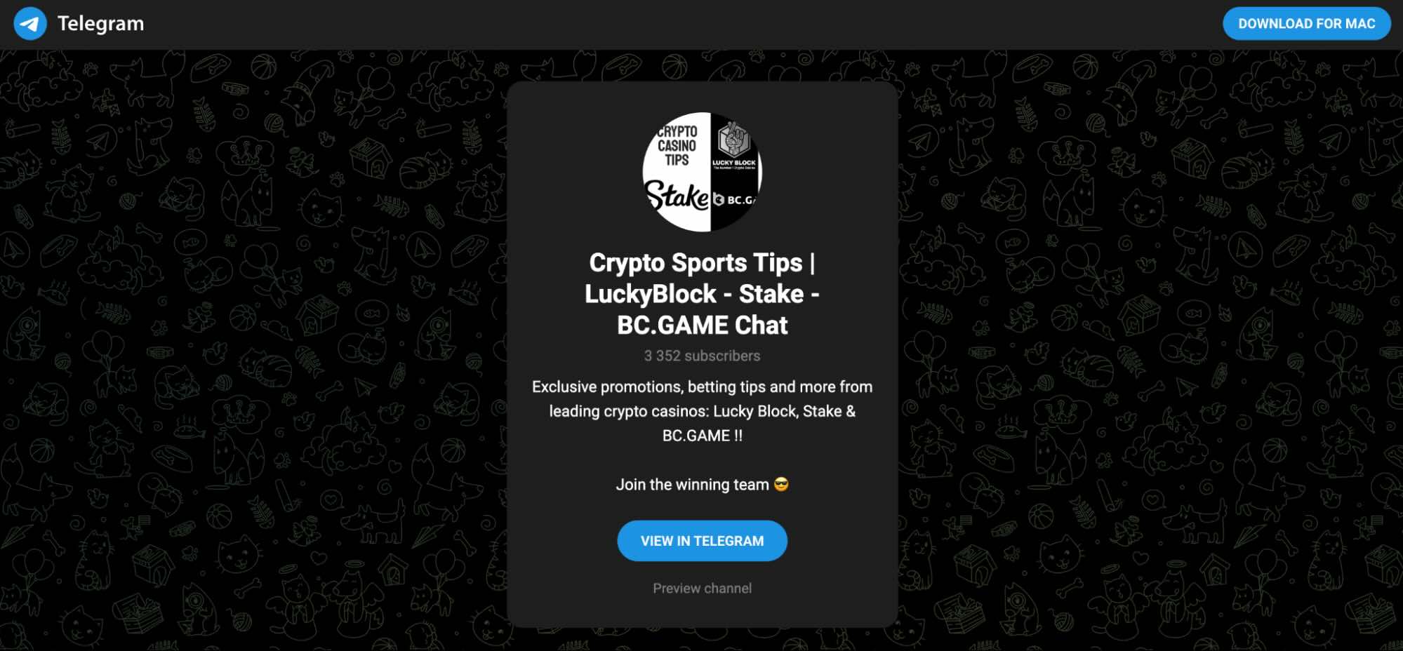 Crypto Sports Tips Telegram login page - the best Telegram betting channels