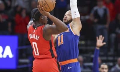 New York Knicks file protest with the NBA to dispute Jalen Brunson foul call on Aaron Holiday