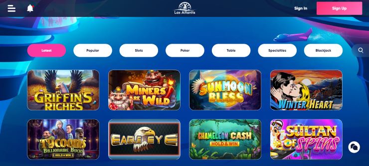best offshore casino sites in the US - Las Atlantis Casino slot games section