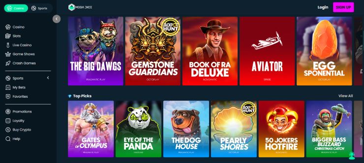best online casinos with no limitations - Mega Dice Casino slot games section