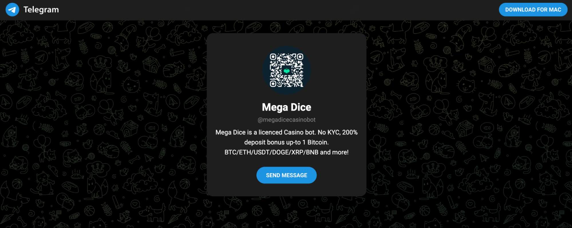 MegaDice Telegram login page - the best 2023 Telegram betting channels
