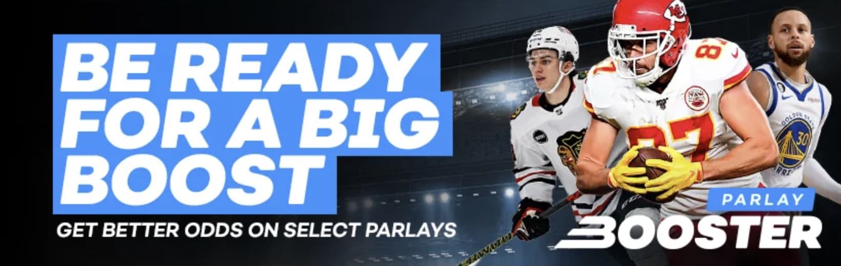 A screenshot of the banner ad for the Parlay Booster offer at the Bovada betting site