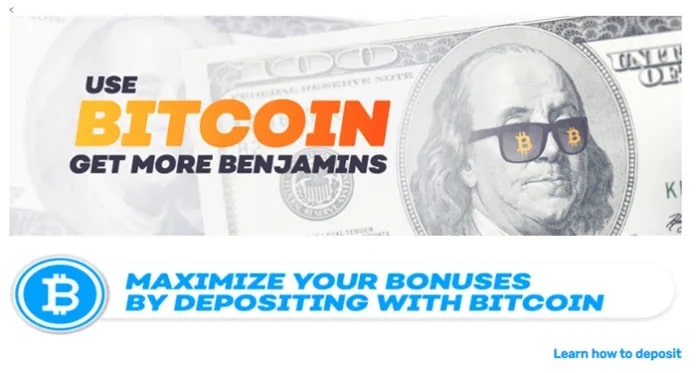 A screenshot of the banner ad for the Premium Bitcoin-Exclusive Membership tier at Bovada betting site