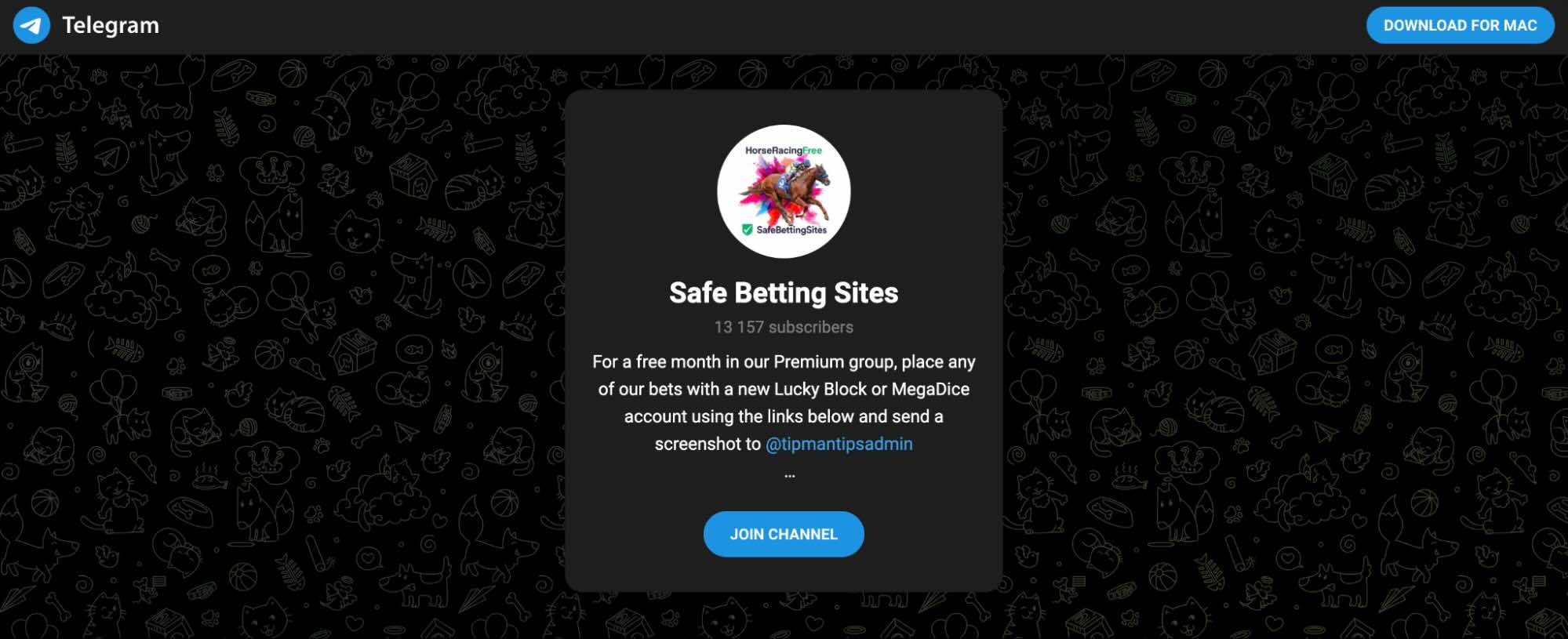 SafeBettingSites Telegram login page - the best Telegram betting channels