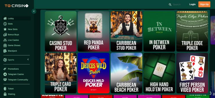best safe and secure online casinos for US players - TG Casino poker section