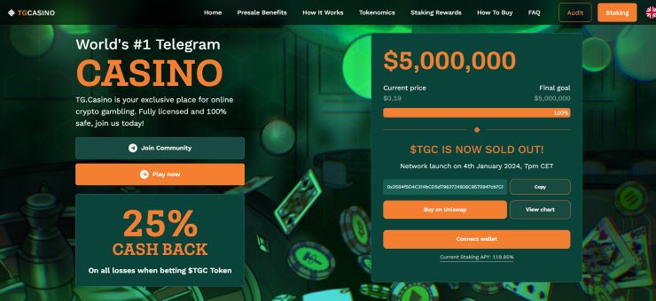 TG Casino - A leading fast payout casino for telegram users