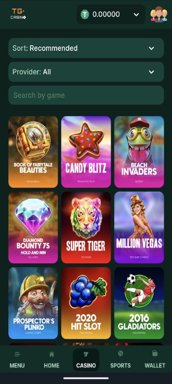 TG. Casino sign up process: Step 5 Play Games