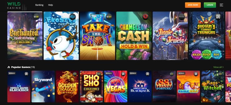 best offshore casinos in the USA - Wild Casino slot games section