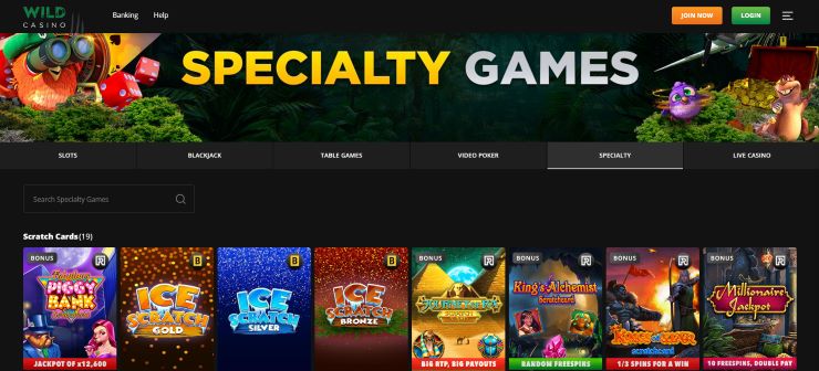 Wild Casino sign up precess step 1 - Choose a Casino