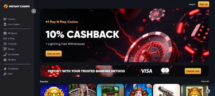 Instant Casino Landing Page