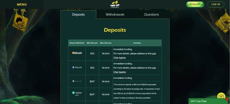Two Up Casino Step 4 Deposit Funds