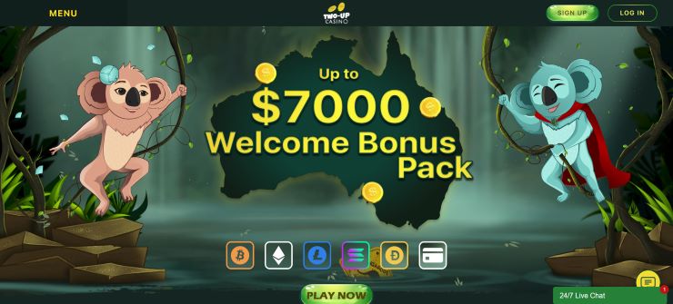 Two Up Casino Welcome Promotion Banner