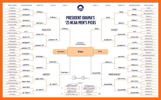 Former President Barack Obama Makes March Madness Picks