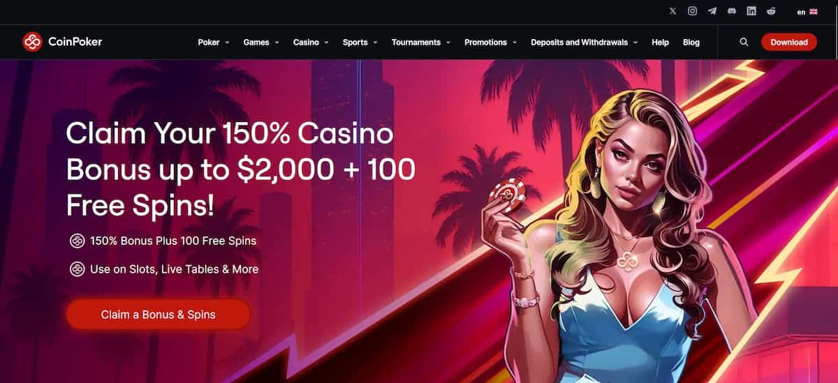 Coinpoker promotions page - one of the best platforms for online casino bonuses