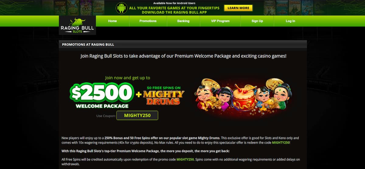 Raging Bull - Overall best platform for online casino bonuses