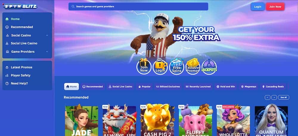 Spinblitz - one of the best sweepstakes casinos in the USA
