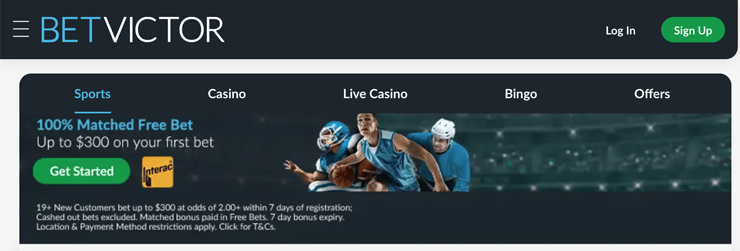 Bet Victor landing page