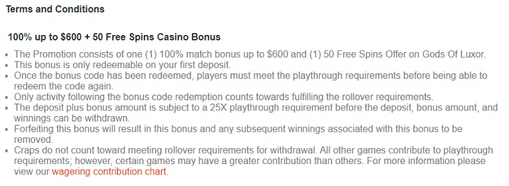 Bodog Bonus Terms and Conditions